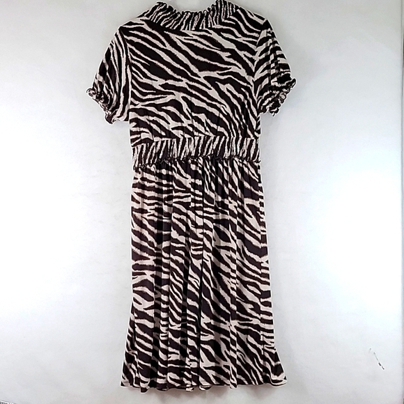 ENFOCUS V-Neck Brown & Cream Tiger Print Stretch Pullover Dress Size 14W - Picture 6 of 6